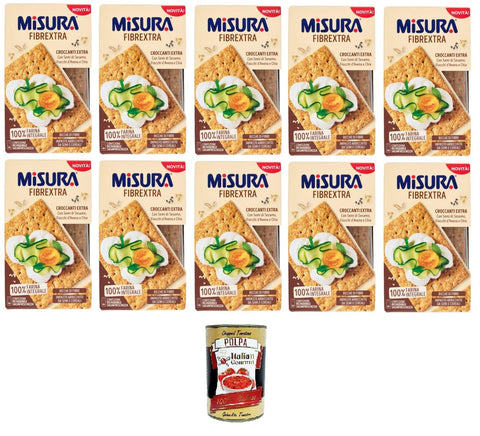 Misura Fibrextra Croccanti, Fibrextra Crunchy Extra with Sesame Seeds and Oat and Chia Flakes 10 x 160 g + Italian Gourmet Polpa 400 g