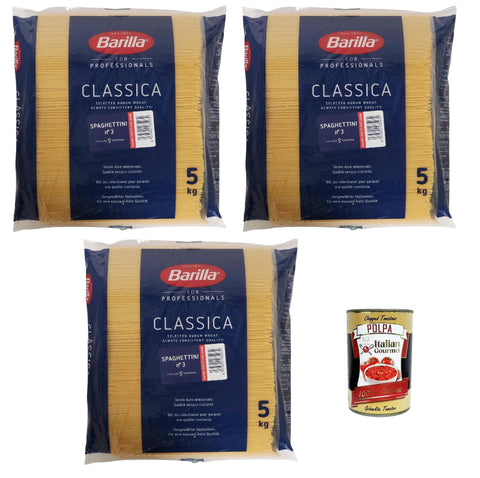Barilla Pasta Spaghettini n. 3.5 kg (Pack of 3) + Italian Gourmet Polpa 400 g