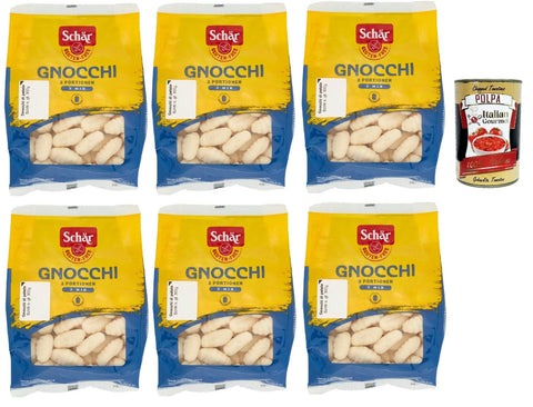 SCHÄR Senza Glutine Gnocchi di patate, gluten-free potato pasta pasta, 6 x 300 g + Italian gourmet polpa 400 g