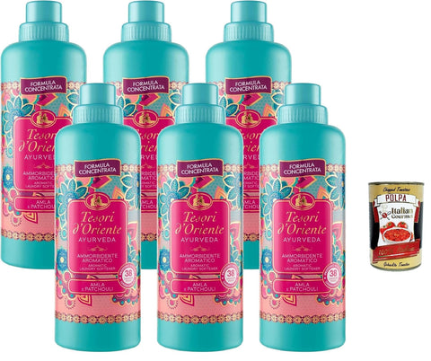 Tesori d'Oriente Ayurveda, ammorbidente concentrato, concentrated fabric softener, 760 ml (Ayurveda, x6) + Italian Gourmet polpa 400 g