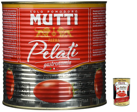 Mutti Pelati Professional Gastronomia 2.5 kg Peeled Tomatoes + Italian Gourmet Pokpa 400 g Pack of 6