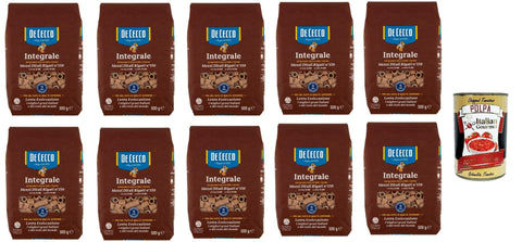 De Cecco Integrale Mezzi Ditali Rigati N° 159, Pasta Integrale, Whole Grain Pasta, 10 x 500 g + Italian Gourmet Polpa 400 g