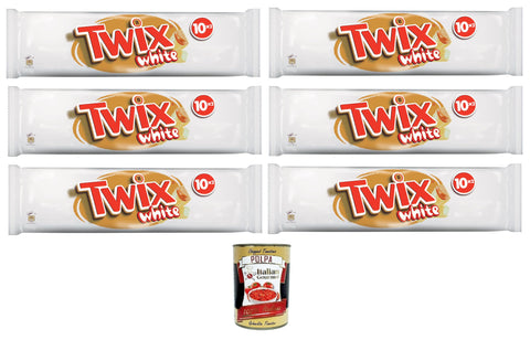 Twix White Multipack 10 x 46 g - Biscuit (26%) and Caramel (32%) Coated with White Chocolate (35%), 6x 460g + Italian Gourmet Polpa 400g