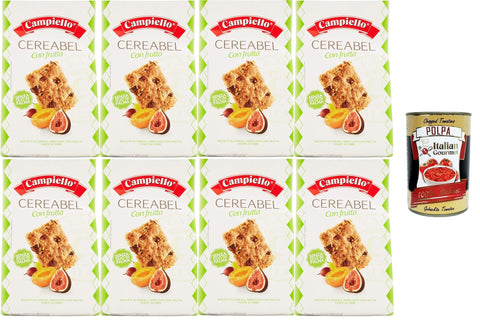 Campiello Cereabel Biscotti Frollini ai cereali con frutta senza olio di palma Cereabel cereal shortbread pastry with fruit without palm oil 8 x 220 g + Italian Gourmet polpa 400 g