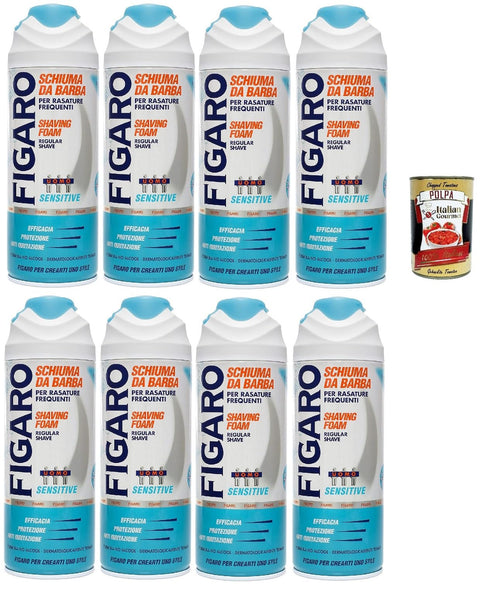 FIGARO Sensitive Beard Foam - for Frequent Shaving - Gentle and Comfortable Beard Foam - 8 x 400 ml + Italian Gourmet Polpa 400 g