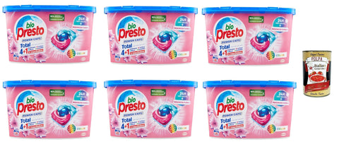 Bio Presto Bio Presto Power Caps Colour, Predicate Washing Machine Detergent in Capsules for Coloured Garments, Pack of 6 x 18 Washes + Italian Gourmet Polpa 400 g