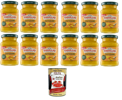 Tigullio Pesto Zafferano 12 x 190 g - Creamy Sauce with Saffron, Gluten Free - Italian Flavour for Pasta & More + Italian Gourmet Polpa 400 g