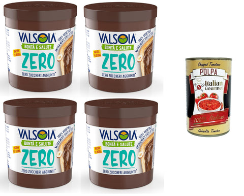 Valsoia Hazelnut Plant Cream with Cocoa and Oats, 100% Plant-Based, Gluten and Palm Oil Free, Naturally Lactose Free, Ideal for Vegans, No Added Sugar, 4 x 200 g + Italian Gourmet Polpa 400 g