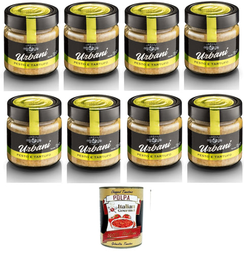 Urbani Sugo Pronto Pesto e Tartufi Ready Pesto and Truffle Sauce 8 x 130 g + Italian Gourmet Polpa 400 g