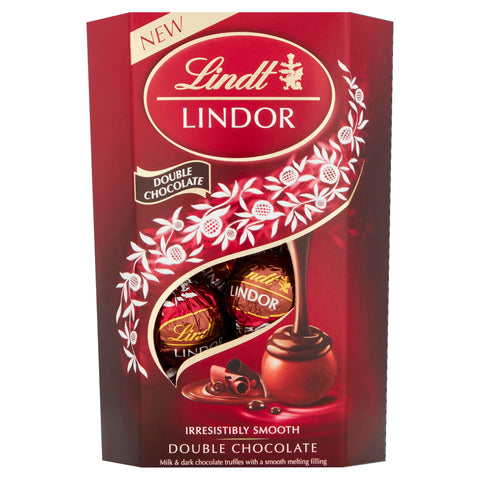 Lindt Lindor Double Chocolate Truffles Box - Approx 16 balls, 200g - Chocolate Truffles with a Smooth Melting Filling - Gift Present - Easter, Birthday, Celebrations, Congratulations