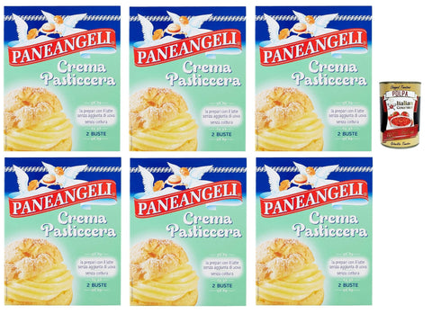 Paneangeli Crema Pasticcera Cream Powder Mix Pudding Cake with a Delicate Vanilla Flavour 6 x 150 g + Italian Gourmet Polpa 400 g