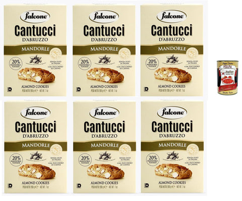 Falcone Cantucci alla Mandorla, Almond Pastry from Italy, Biscuit with Almonds, Total Pastries, 6 x 200 g + Italian Gourmet Polpa 400 g