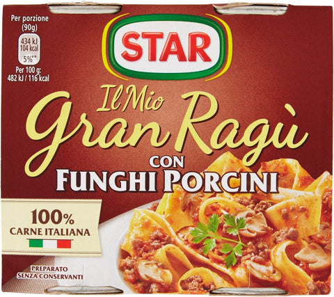 4 x Star Il mio Gran ragù 'Con Funghi Porcini' with Porcini Mushrooms, 2 x 180 g