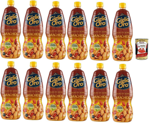 Carapelli Giglio Oro Olio di Semi di Arachide Peanut Oil Cooking Oil Frying Oil 100% Italian Oil 12 x 1 Litre + Italian Gourmet Polpa 400 g