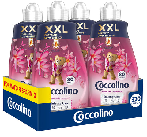 Coccolino Concentrated Fabric Softener Tiare Flowers & Red Fruits 8 Liters 320 Washes, 4x80 Washes