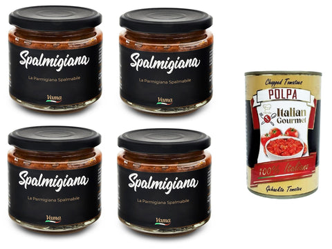 Vama Spalmigiana La Parmigiana Spalmable Spreadable Parmigiana 4 x 200 g + Italian Gourmet Polpa 400 g