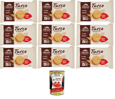 Galbusera Turco Shortbread Biscuits with Wheat Flour, Rich in Fibre, 9 x 400 g + Italian Gourmet Polpa 400 g