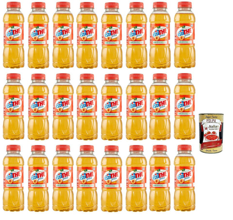 ESTATHE Iced Tea Peach The Pesca Disposable PET Bottle 24 x 400 ml Tea The Soft Drink, Peach Iced Tea + Italian Gourmet Polpa 400 g