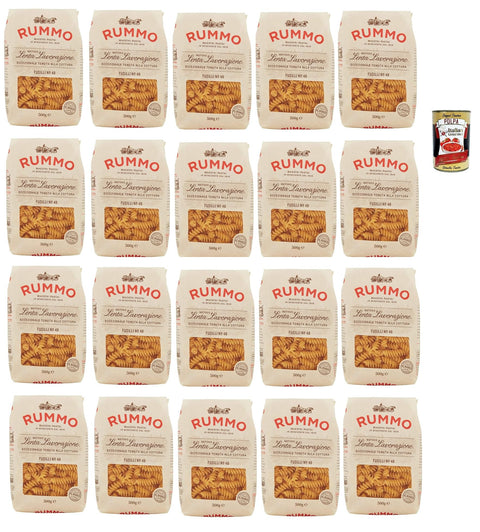 Rummo Fusilli N°48 Pasta Lenta Lavorazione Pasta Made of Durum Wheat Semolina Bronze Drawing 500g + Italian Gourmet Polpa 400g