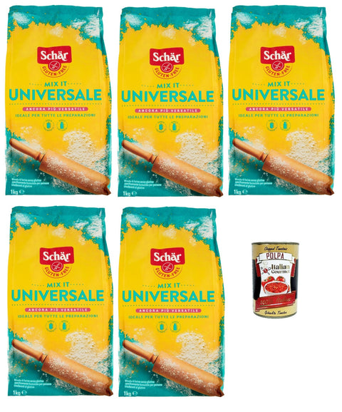 Schar Mix It Universal Miscela Di Farine Senza Glutine, Gluten-Free Flour Mix, Gluten Free Flour, 5 kg + Italian Gourmet Polpa 400 g