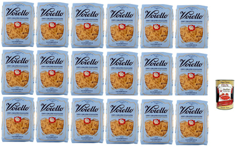 Voiello Pasta Farfalle Pasta 100% Italian N 192, Bronze Drawing, 18 x 500 g + Italian Gourmet Polpa 400 g