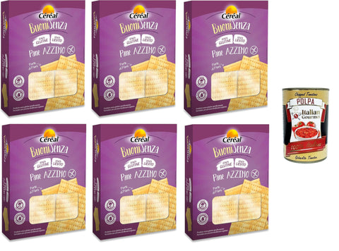 Céréal Buoni Senza Pane Azzimo, Pane Senza Glutine, Pane Senza Lievito, Buoni Without Unleavened Bread, Gluten Free Bread, Yeast-free Bread, 6 x 180 g + Italian Gourmet Polpa 400 g