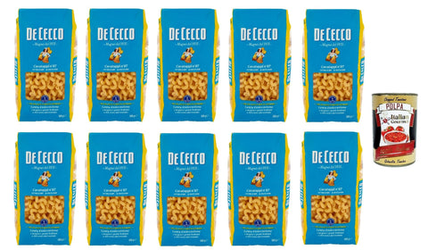 De Cecco Cavatappi N°87, 100% Italian Pasta Noodles 10 x 500 g + Italian Gourmet Polpa 400 g