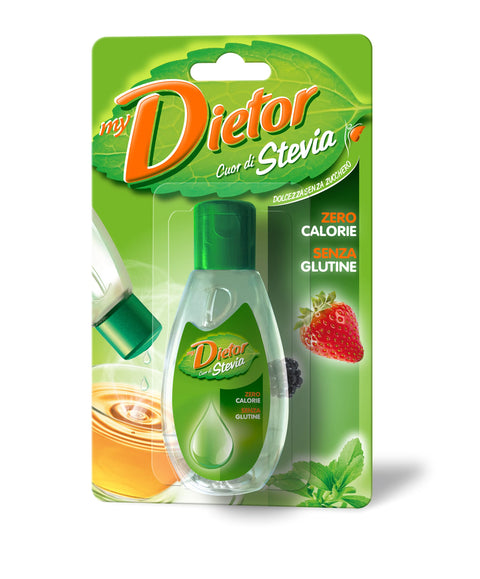 Dietor - MyDietor Heart of Stevia Natural Liquid Sweetener with Stevia Extract 0 kcal, Gluten Free - 50 ml Blister Pack