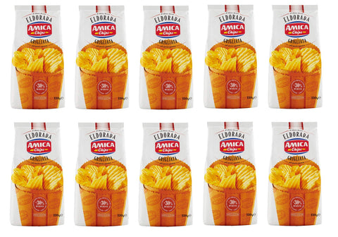 Amica Chips Eldorada Grigliata Salty Potato Chips with Wavy Cut 130 g Gluten-Free Crispy Potato Chips Pack of 10