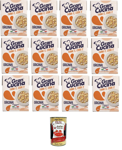 12 x Gran Cucina Crema per Cucinare, Vegetable Based Cream, Sauce for Cooking Without Palm Oil, Gluten Free 200 g + Italian Gourmet Polpa di Pomodoro 400 g Tin