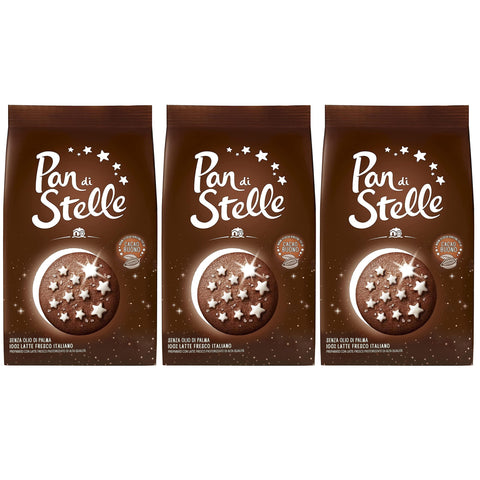 Mulino Bianco Pan di Stella Italian Chocolate Cookies with Frozen Stars 350 g x 3 Packages (Pan di Stella, x3)