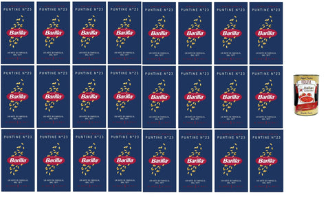 Barilla Puntine No.23 Pasta - 24 x 500 g (12 kg) | Fine Pastina/Soup Noodles, al Dente in 5 Min., 100% Durum Wheat Semolina - for Broths, Minestrone & Children's Dishes + Italian Gourmet Polpa