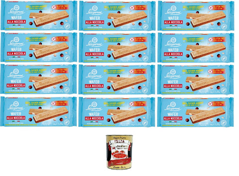 Lazzaroni Wafer alla Nocciola Senza Glutine Glutine Hazelnut Wafers 12 x 175 g + Italian Gourmet Polpa 400 g