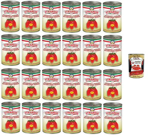 Strianese Pomodoro San Marzano Dell'Agro Sarnese-Nocerino D.O.P S. Marzano Tomato from Agro Sarnese-Nocerino 24 x 400 g + Italian Gourmet Polpa 400 g