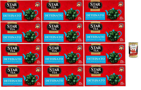 Star Tea Thè Deteinato, the Decaffeinated Black Tea, 25 Filters, a Fine Blend with Selected Harvested Leaves, 12 x 37.5 g + Italian Gourmet Polpa 400 g