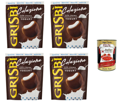 Grisbì Colazione con Crema Preparata con Yogurt Breakfast with Cream, Prepared with Yogurt, 4 x 225 g + Italian Gourmet Polpa 400 g