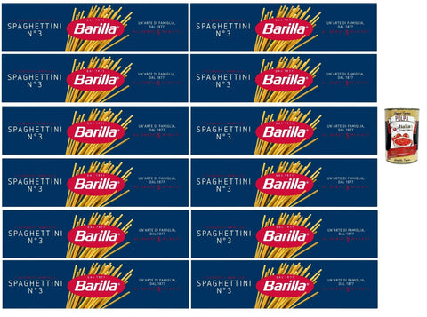 Barilla Spaghettini N.3 – 12 × 500 g Fine Spaghetti Made of Durum Wheat Semolina, Ideal for Light Sauces & Fish, al Dente in 5 Minutes, Made in Italy + Italian Gourmet Polpa