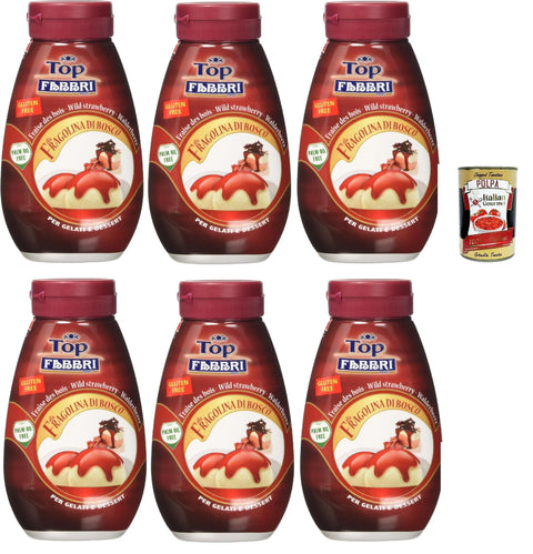 Fabbri Topping Sauce Frutti di Bosco, Berries for Ice Cream, Desserts and Coffee, 6 x 225 g, Gluten-Free Ready-to-Use Sauce + Italian Gourmet Polpa 400 g