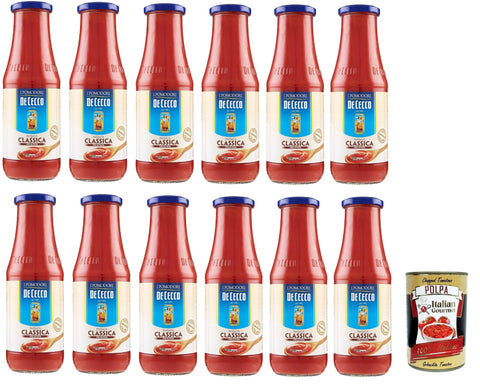 De Cecco Passata di Pomodoro Tomato Paste Tomato Sauce 100% Italian 700g + Italian Gourmet Polpa 400g Pack of 12
