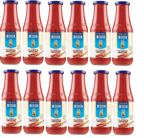 De Cecco Passata di Pomodoro Tomato Paste Tomato Sauce 100% Italian 700 g Pack of 12