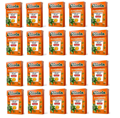 20 x Ricola Astuccio Arancia Menta Candy Mint Orange Refreshing without Sugar Box 50 g