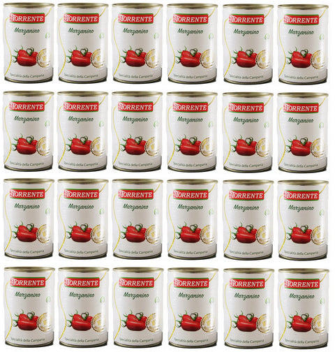 24 x La Torrente Pomodoro Marzanino, San Marzano tomato in miniature, 100% Italian tomato, speciality from Campania, 400 g tin + Italian Gourmet Polpa di Pomodoro 400 g tin