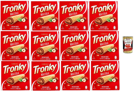 Tronky Bar Hazelnut Chocolate Bar Biscuits Cake Chocolate Waffles, Wafer Chocolate Bar, 12 x 90 g + Italian Gourmet Polpa 400 g