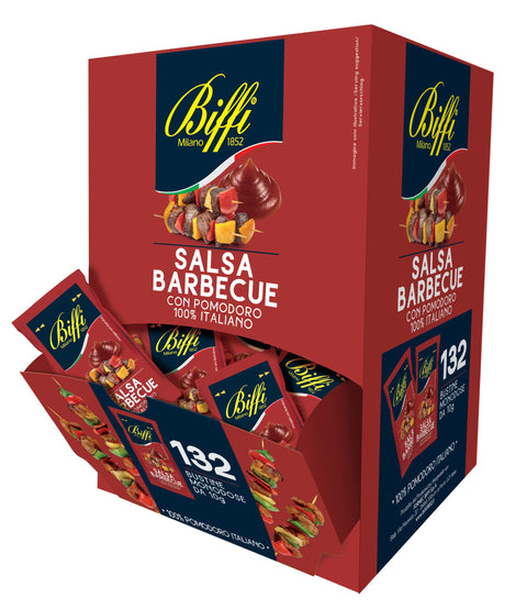 Biffi - Barbecue Sauce with Tomato 100% Italian - Slightly Spicy - Single Dose - 132 Single Portion Sachets of 10 g