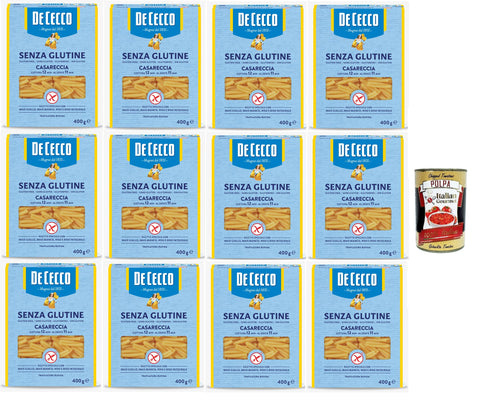 De Cecco Casareccia, Senza Glutine No. 88, Gluten Free, 100% Italian Pasta Pasta, Gluten Free, 12 x 400 g + Italian Gourmet Polpa 400 g