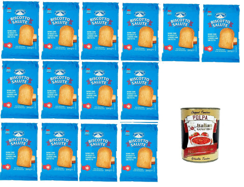 Monviso Biscotto Salute Fat Biscottate Rusks 14 x 200 g + Italian Gourmet Polpa 400 g