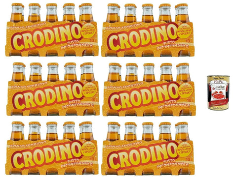 San Pellegrino Crodino Aperitif Alcohol Bitter from Italy 60 x 100 ml + Italian Gourmet Polpa 400 g