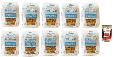 10 x Rummo Pasta Fusilli N 48 Senza Glutine, Gluten Free, 100% Italian Pasta Noodles Gluten-Free 400 g + Italian Gourmet Polpa 400 g