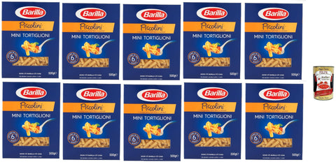 Barilla Piccolini Mini Tortiglioni 10 x 500 g - 100% Durum Wheat Semolina, Cooking Time 6 Minutes, Child-Friendly & Versatile - Perfect for Sauces, Casseroles & Salads - + Italian Gourmet Polpa