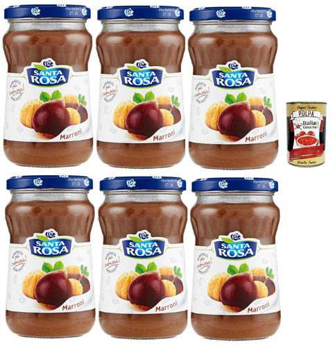Santa Rosa, Confettura di Marroni, Chestnut Jam Spread, Chestnuts Jam, Ideal for Desserts and Cakes, 6 x 350 g + Italian Gourmet Polpa 400 g